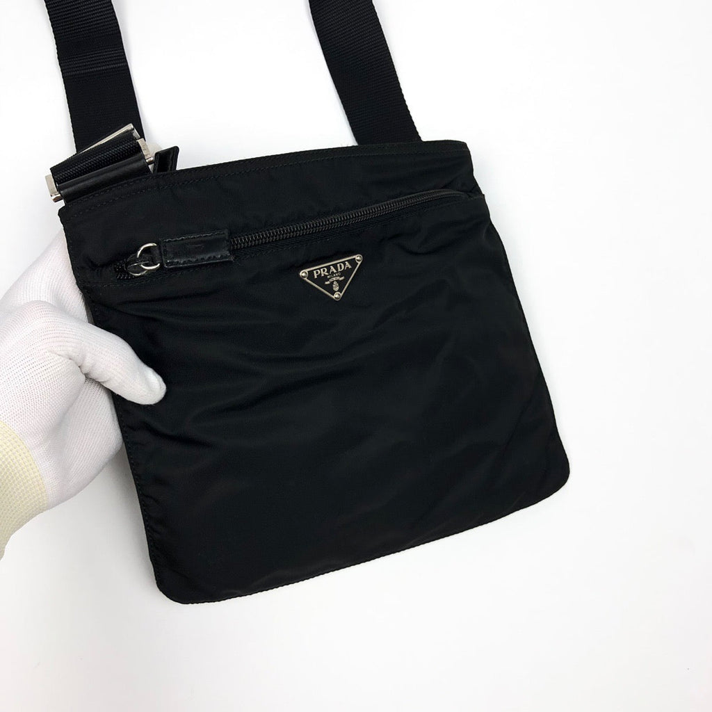 PRADA NYLON DOUBLE ZIP TESSUTO CROSSBODY BAG