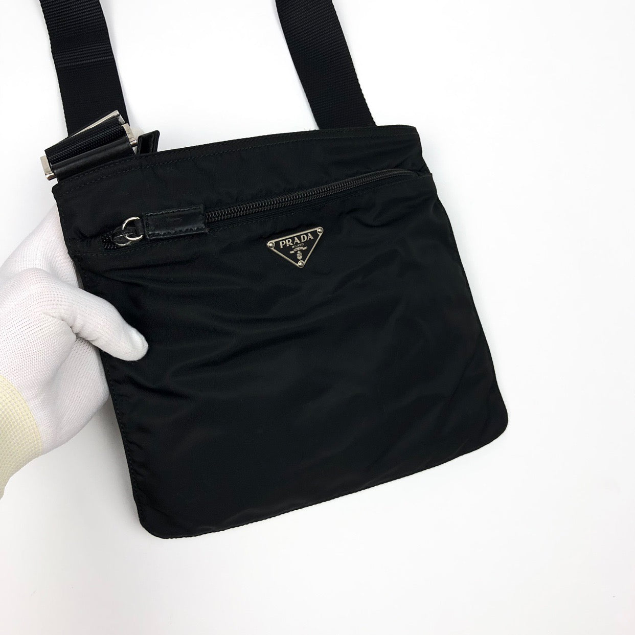 PRADA NYLON DOUBLE ZIP TESSUTO CROSSBODY BAG
