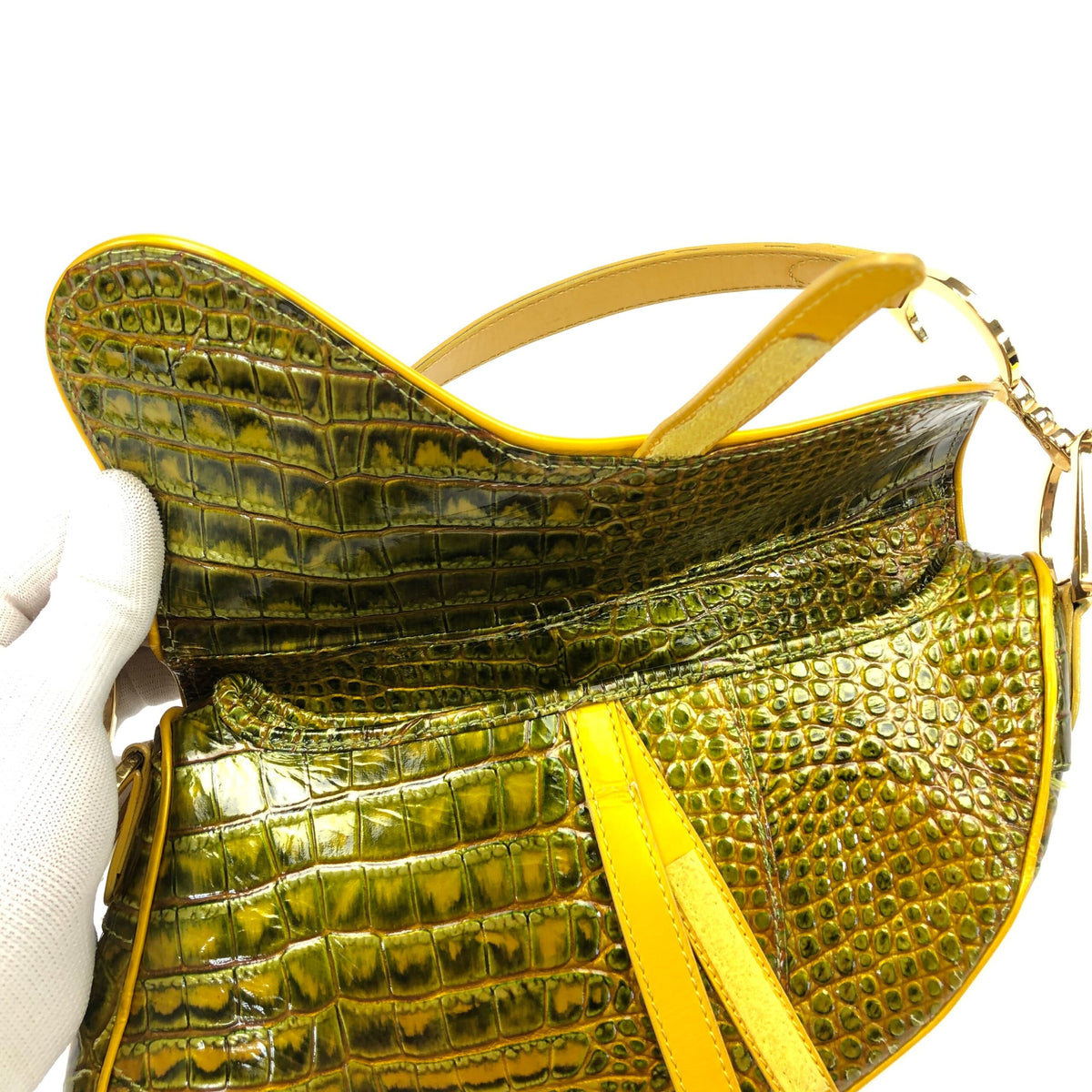 CHRISTIAN DIOR CROCODILE SADDLE BAG