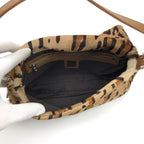 FENDI LEOPARD CALF HAIR BAGUETTE SHOULDER BAG