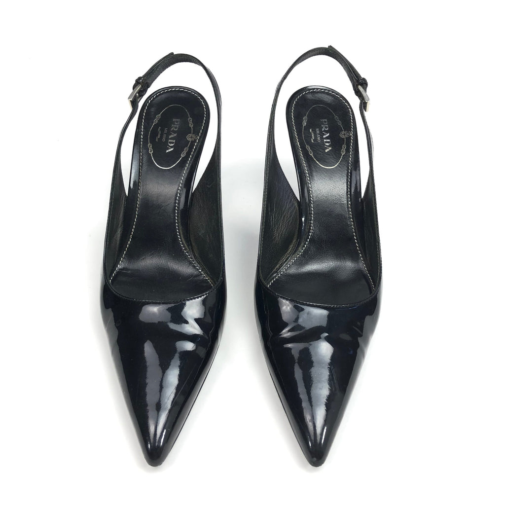 PRADA SLING-BACK LEATHER HEELS -  UK 3.5 / US 5.5 / EU 36.5