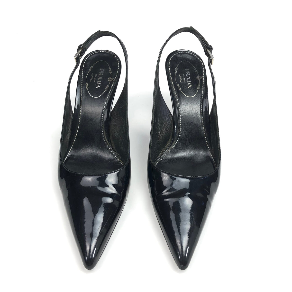 PRADA SLING-BACK LEATHER HEELS -  UK 3.5 / US 5.5 / EU 36.5