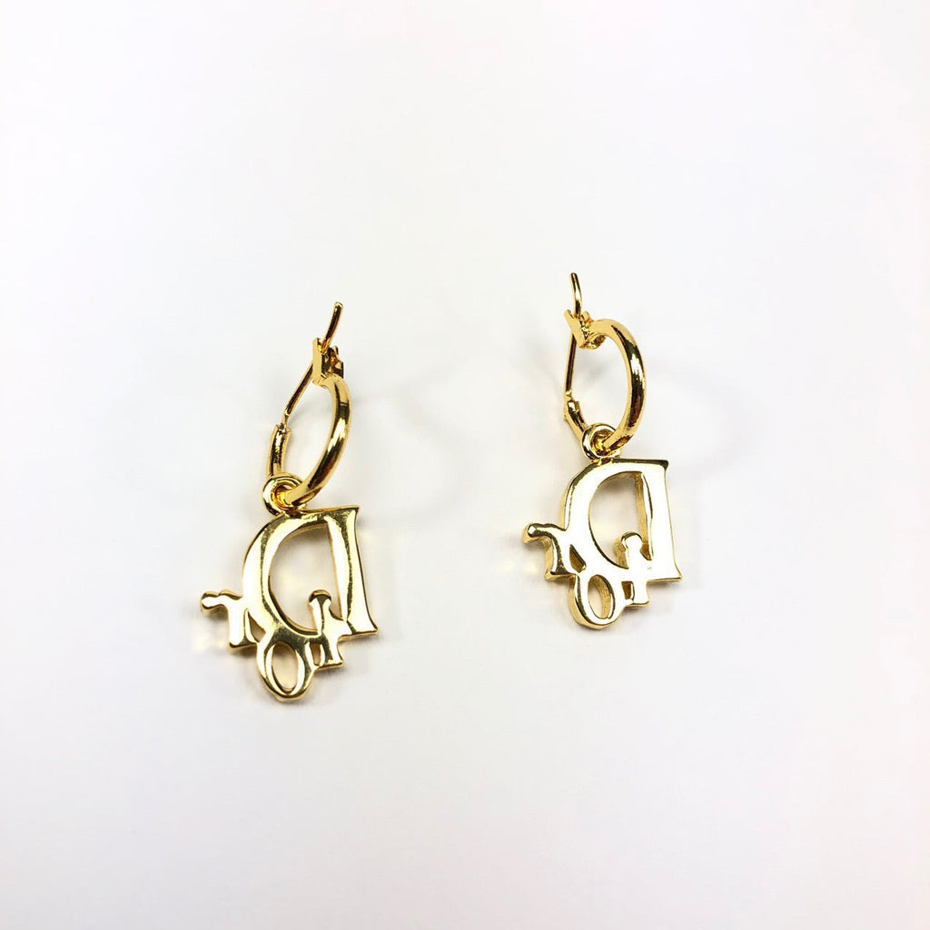 CHRISTIAN DIOR MONOGRAM JEWELLED HOOP EARRRINGS