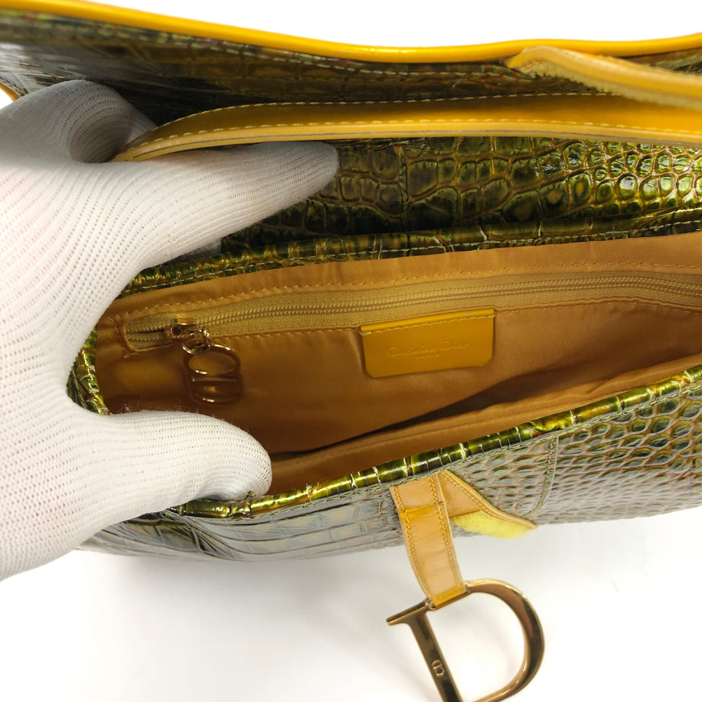 CHRISTIAN DIOR CROCODILE SADDLE BAG
