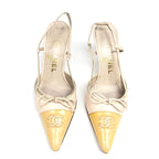 CHANEL LOGO BOW SLING-BACK MULE HEELS -  UK 2.5 / US 4.5 / EU 35.5