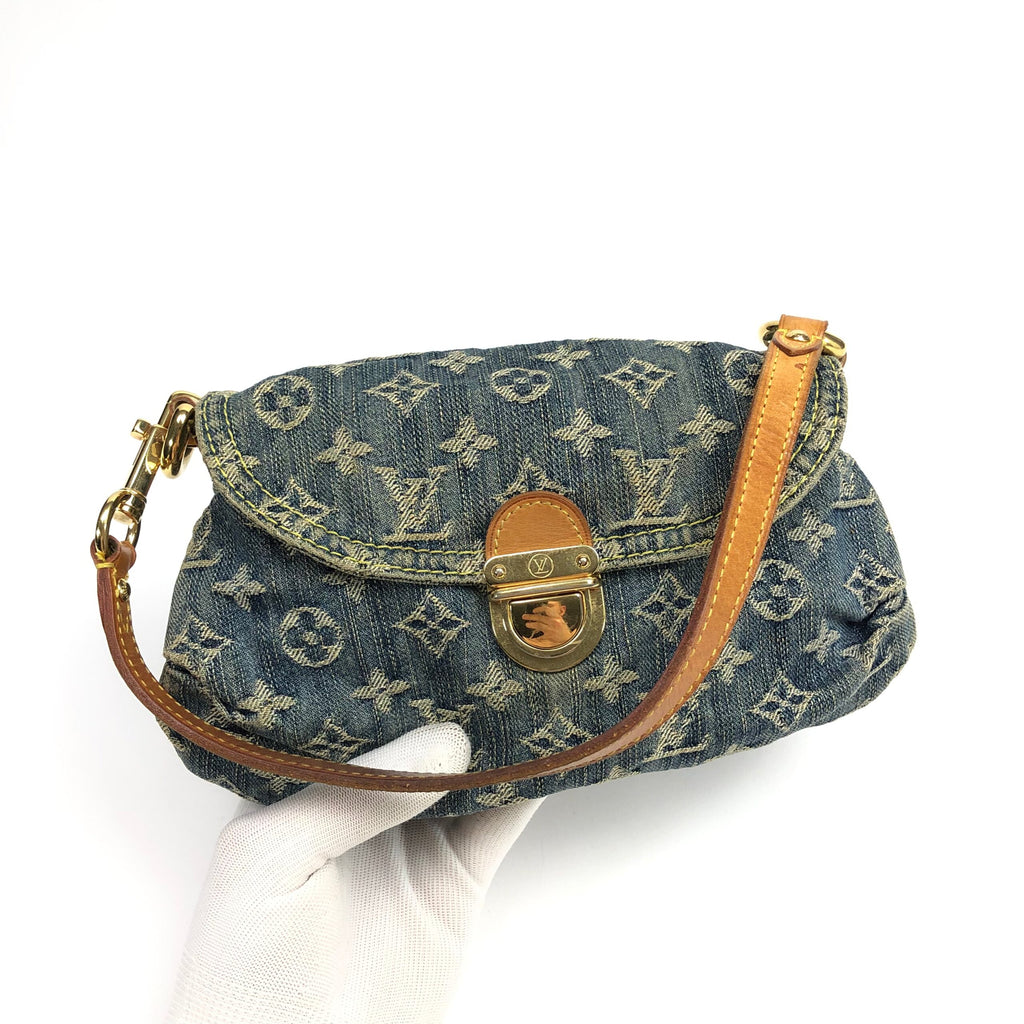 LOUIS VUITTON PLEATY PM BLUE DENIM SHOULDER BAG