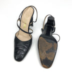 CHANEL LOGO SLING-BACK MULE HEELS -  UK 4 / US 6 / EU 37