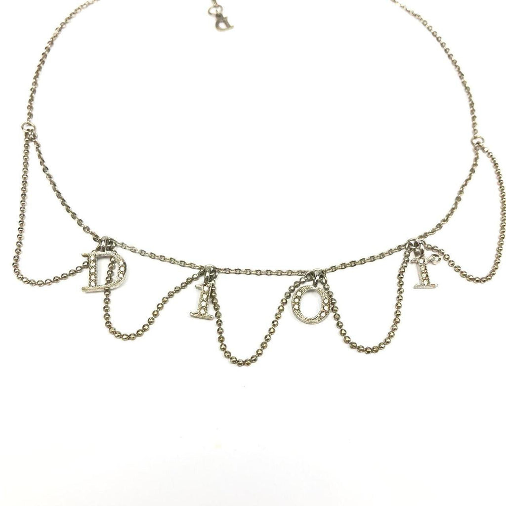 CHRISTIAN DIOR JEWELLED SPELL-OUT NECKLACE