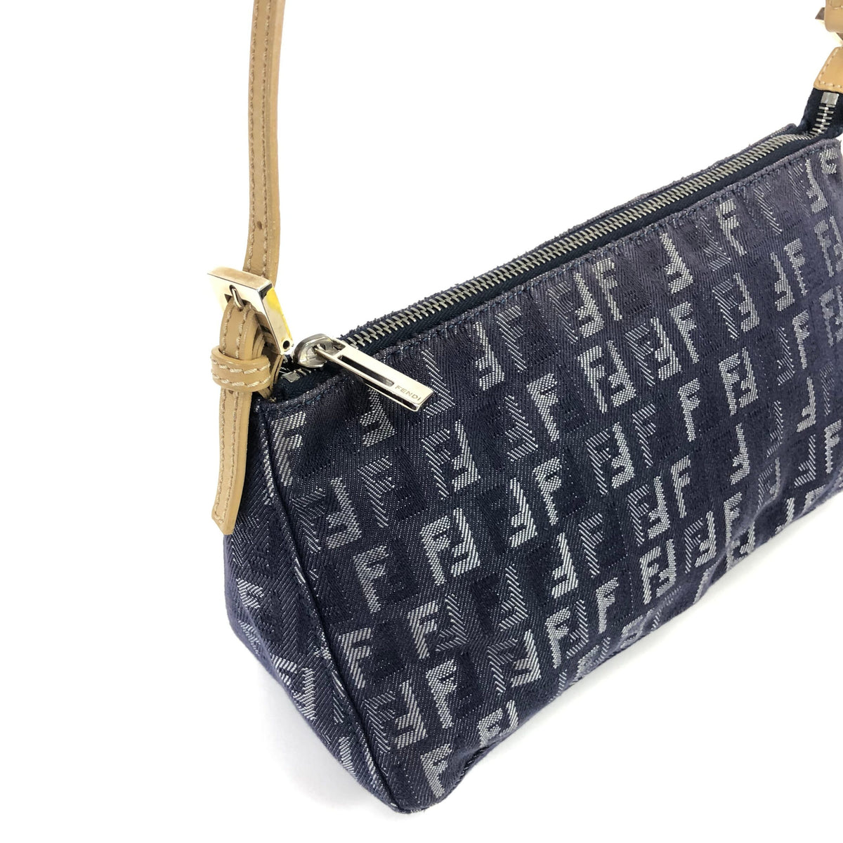 FENDI ZUCCA DENIM SHOULDER BAG
