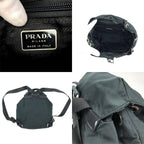 PRADA NYLON DOUBLE BUCKLE BACKPACK DARK GREY/GREEN