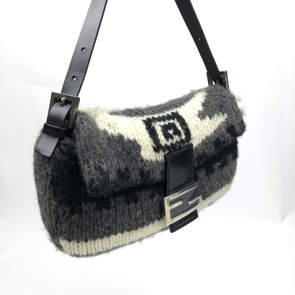 FENDI CASHMERE WOOL BAGUETTE SHOULDER BAG