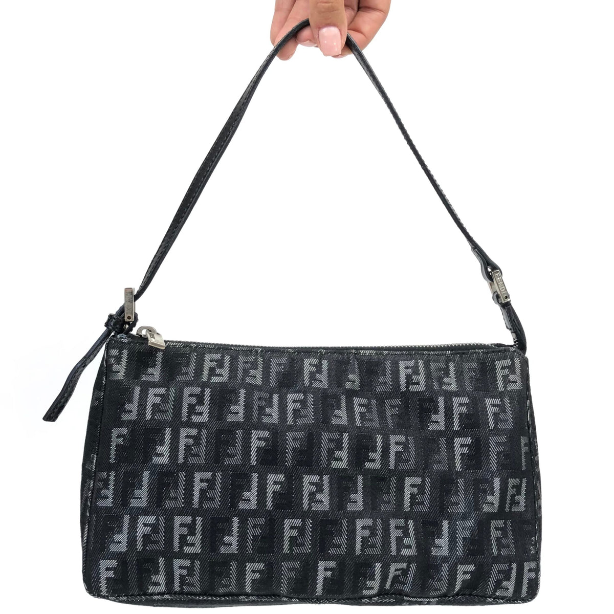 FENDI ZUCCA DENIM SHOULDER BAG