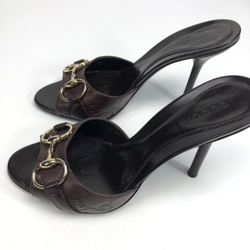 GUCCI MONOGRAM HORSEBIT HEELS -  UK 4.5 / US 6.5 / EU 37.5