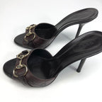 GUCCI MONOGRAM HORSEBIT HEELS -  UK 4.5 / US 6.5 / EU 37.5