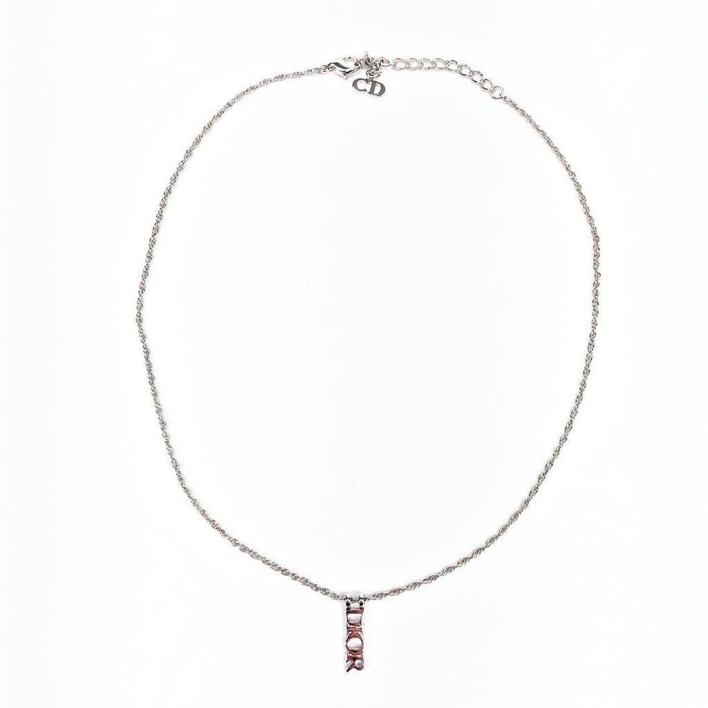 CHRISTIAN DIOR VERTICAL SPELL-OUT NECKLACE