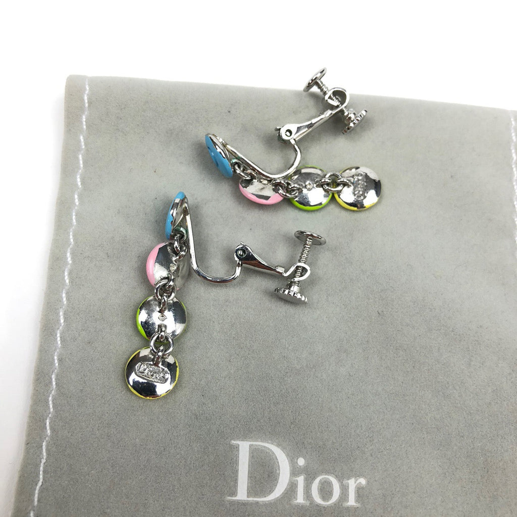 CHRISTIAN DIOR SPELLOUT CLIP ON EARRINGS