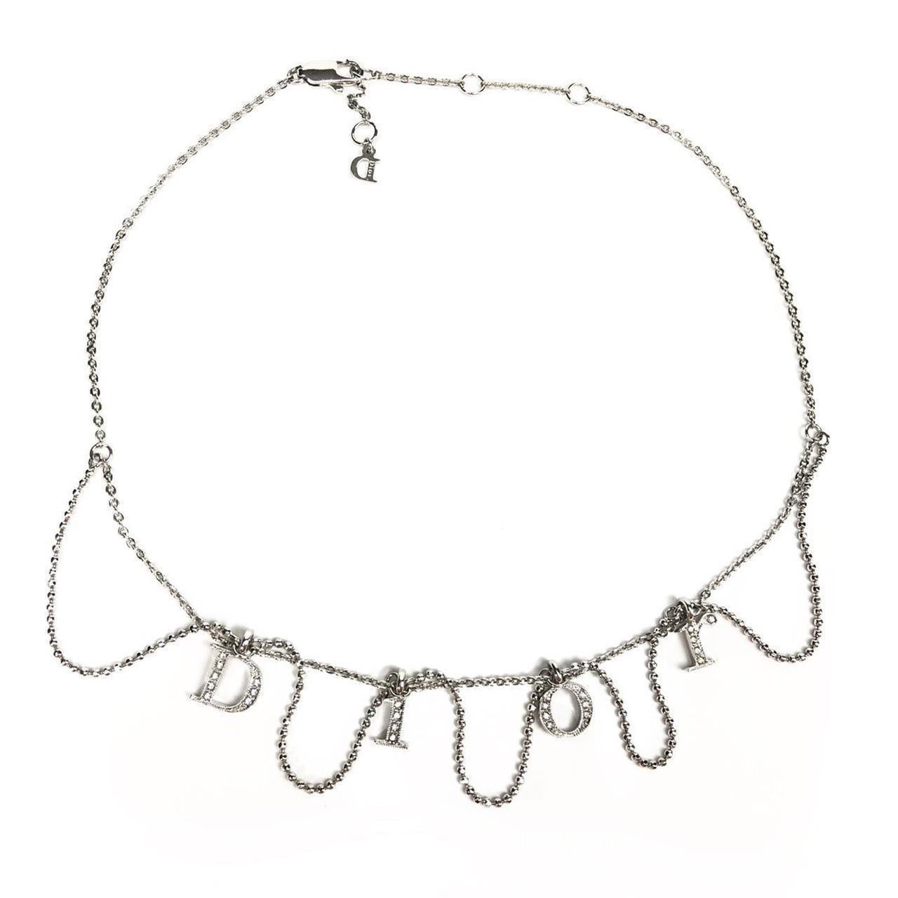 CHRISTIAN DIOR JEWELLED SPELL-OUT NECKLACE