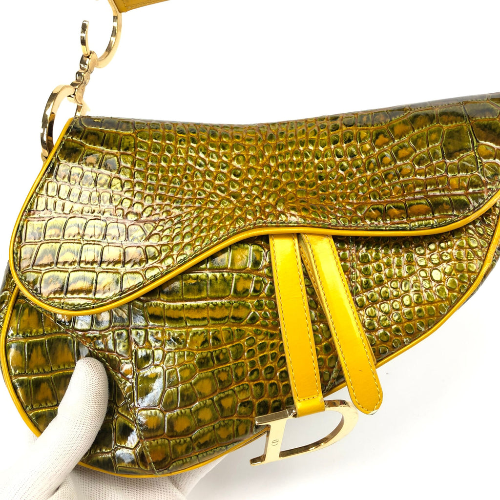CHRISTIAN DIOR CROCODILE SADDLE BAG