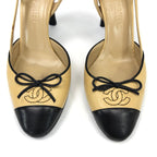 CHANEL LOGO BOW SLING-BACK MULE HEELS