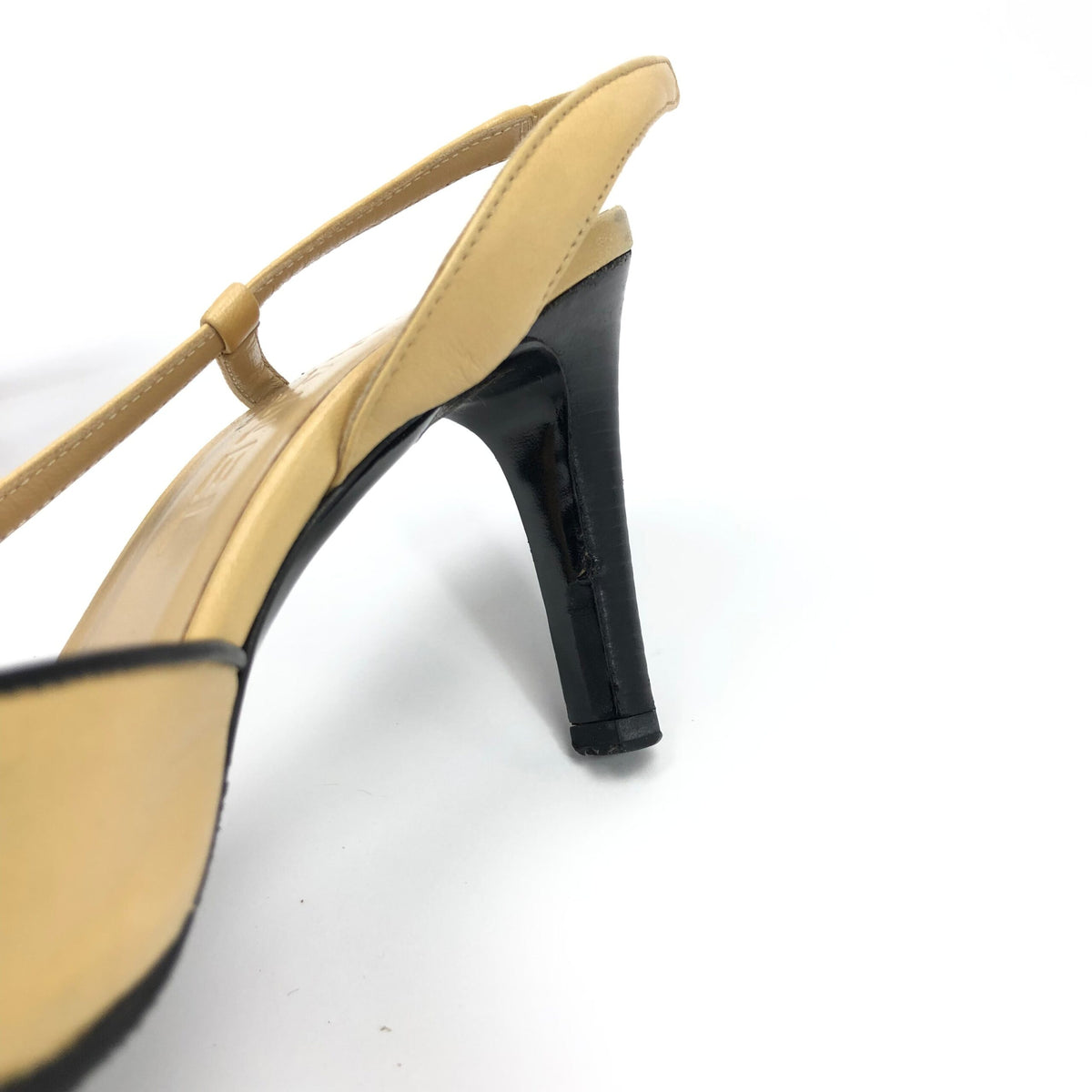 CHANEL LOGO BOW SLING-BACK MULE HEELS