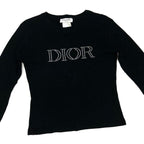 CHRISTIAN DIOR DIAMANTÉ SPELL-OUT LONG SLEEVE TOP