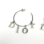 CHRISTIAN DIOR SPELL-OUT DIAMANTÉ HOOP EARRINGS