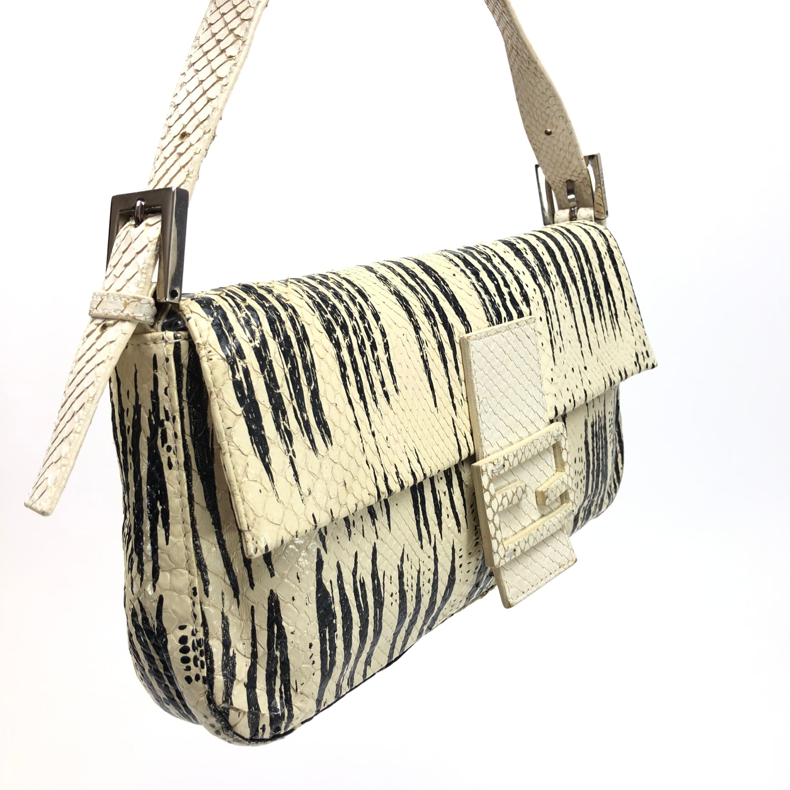 FENDI PYTHON SNAKESKIN BAGUETTE SHOULDER BAG