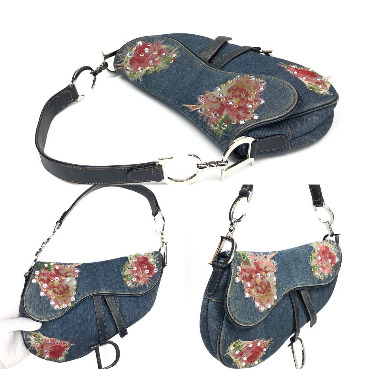 CHRISTIAN DIOR DENIM SADDLE BAG